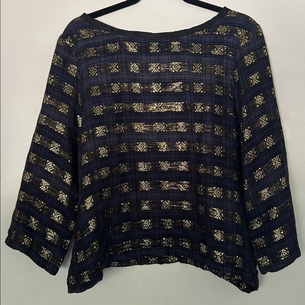 Ace & Jig Navy and Gold Patterned Top